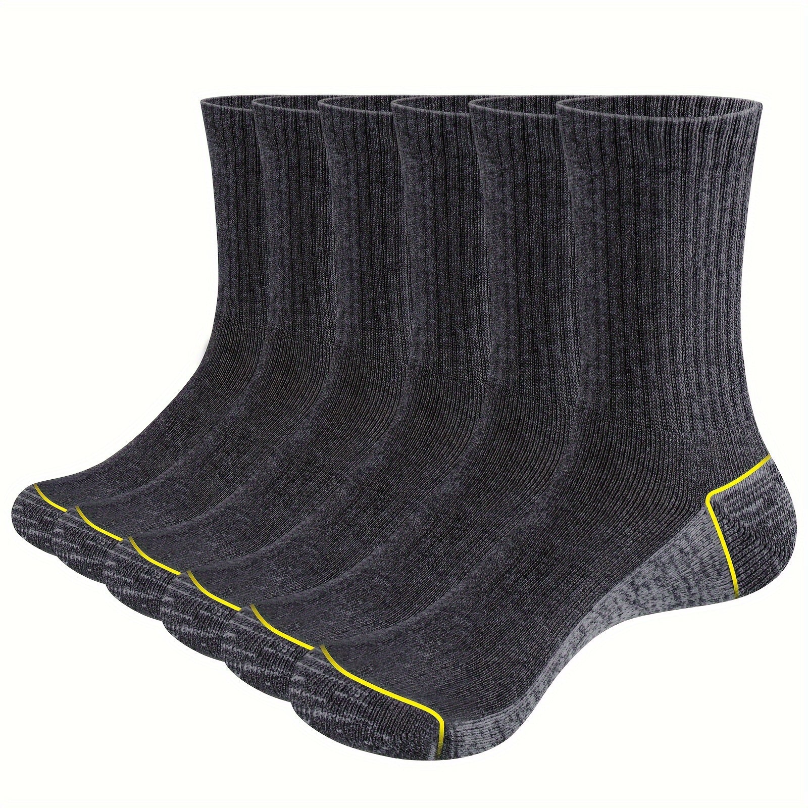 6 Pairs Cushioned Moisture-Wicking Work Socks