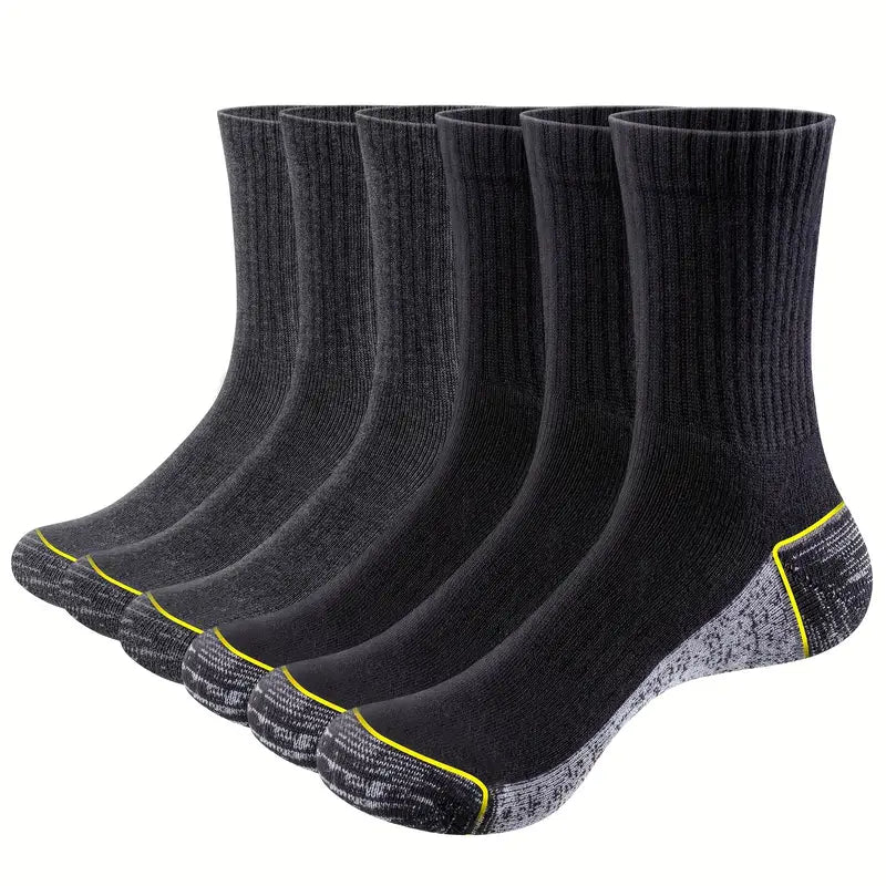 6 Pairs Cushioned Moisture-Wicking Work Socks