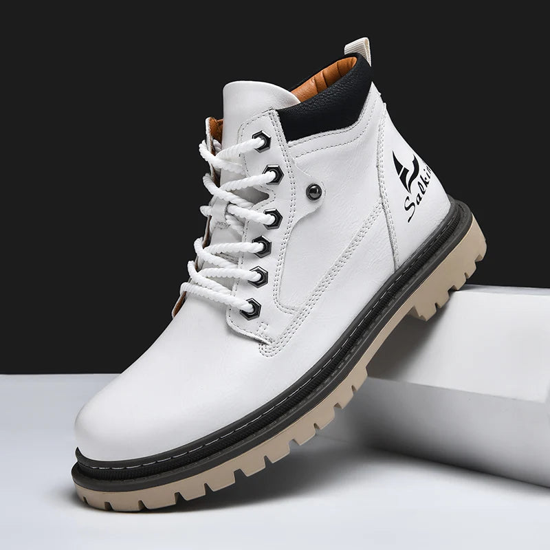 Handcrafted Leather Ankle Boots for Men - Slip-Resistant Comfort