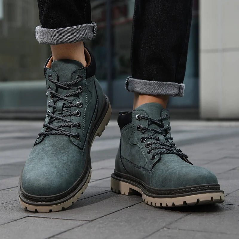 Handcrafted Leather Ankle Boots for Men - Slip-Resistant Comfort
