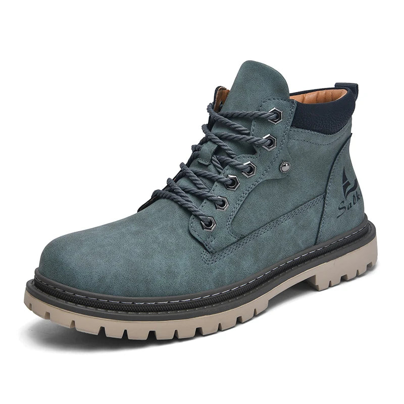 Handcrafted Leather Ankle Boots for Men - Slip-Resistant Comfort