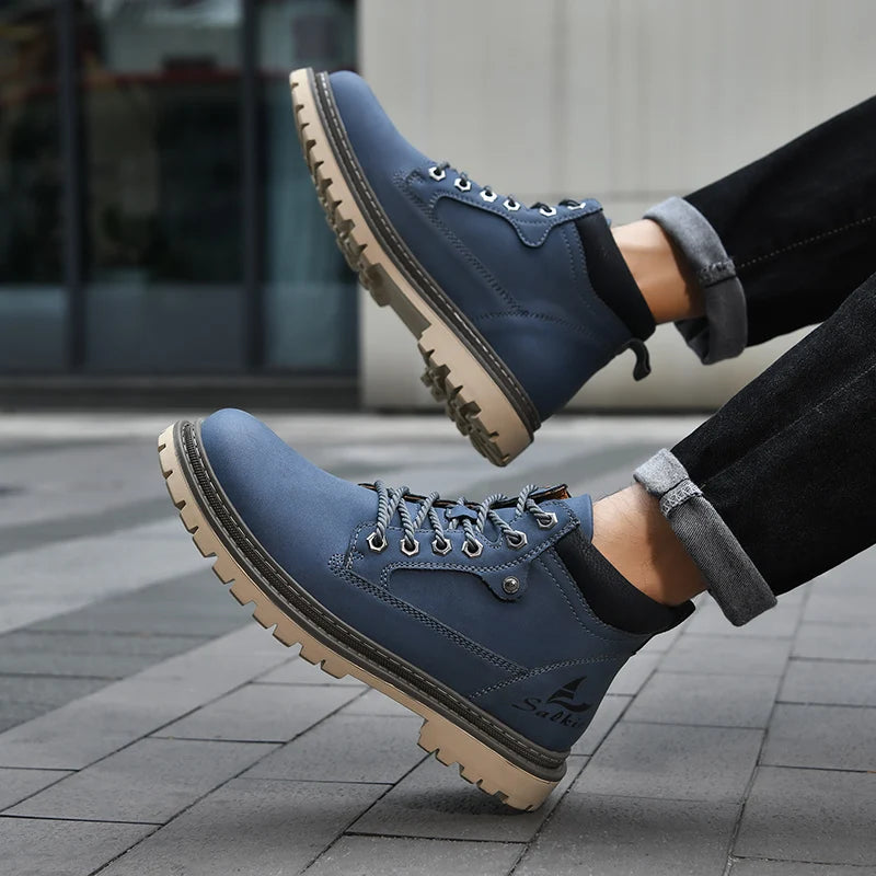 Handcrafted Leather Ankle Boots for Men - Slip-Resistant Comfort