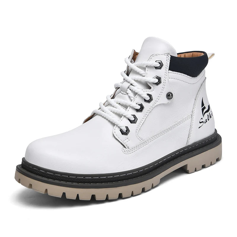 Handcrafted Leather Ankle Boots for Men - Slip-Resistant Comfort