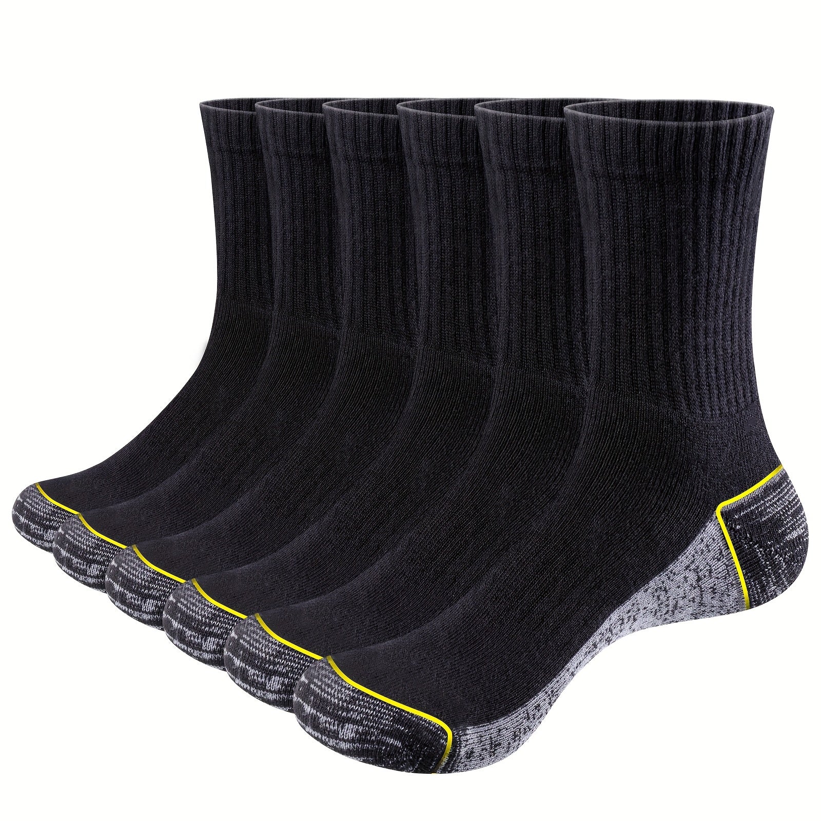 6 Pairs Cushioned Moisture-Wicking Work Socks